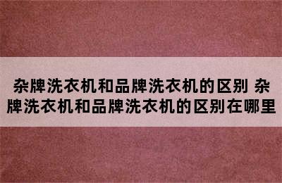 杂牌洗衣机和品牌洗衣机的区别 杂牌洗衣机和品牌洗衣机的区别在哪里